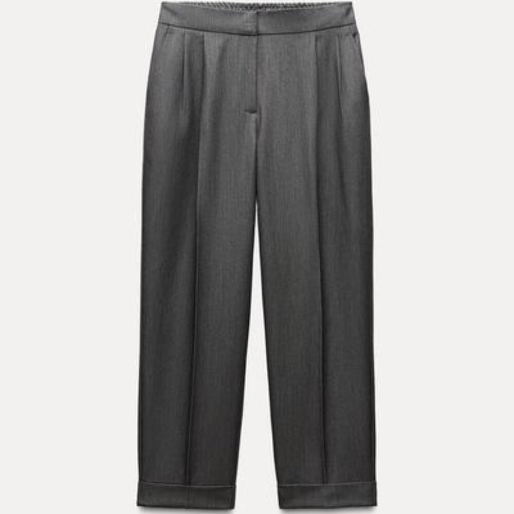 NWT Zara Turned Up Cuff Straight Leg Pants
